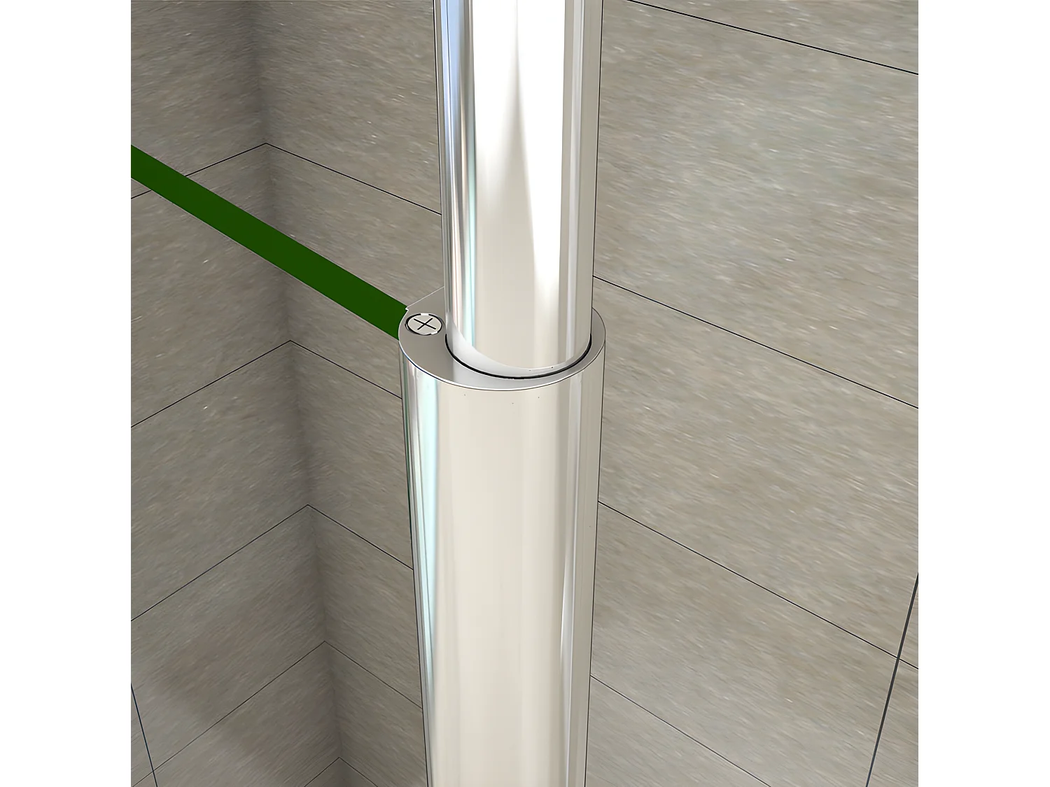 Paroi de douche à l'italienne 130x200cm avec barre de fixation au plafond 203-320cm - Chromé - Verre 8mm trempé transparent