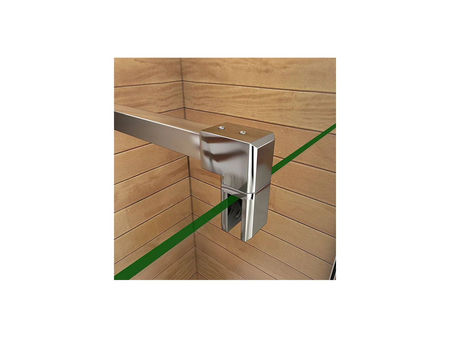 Paroi de douche à l'italienne verre dépoli au centre 140+40x200cm avec retour pivotant, avec barre de fixation 140cm en carré