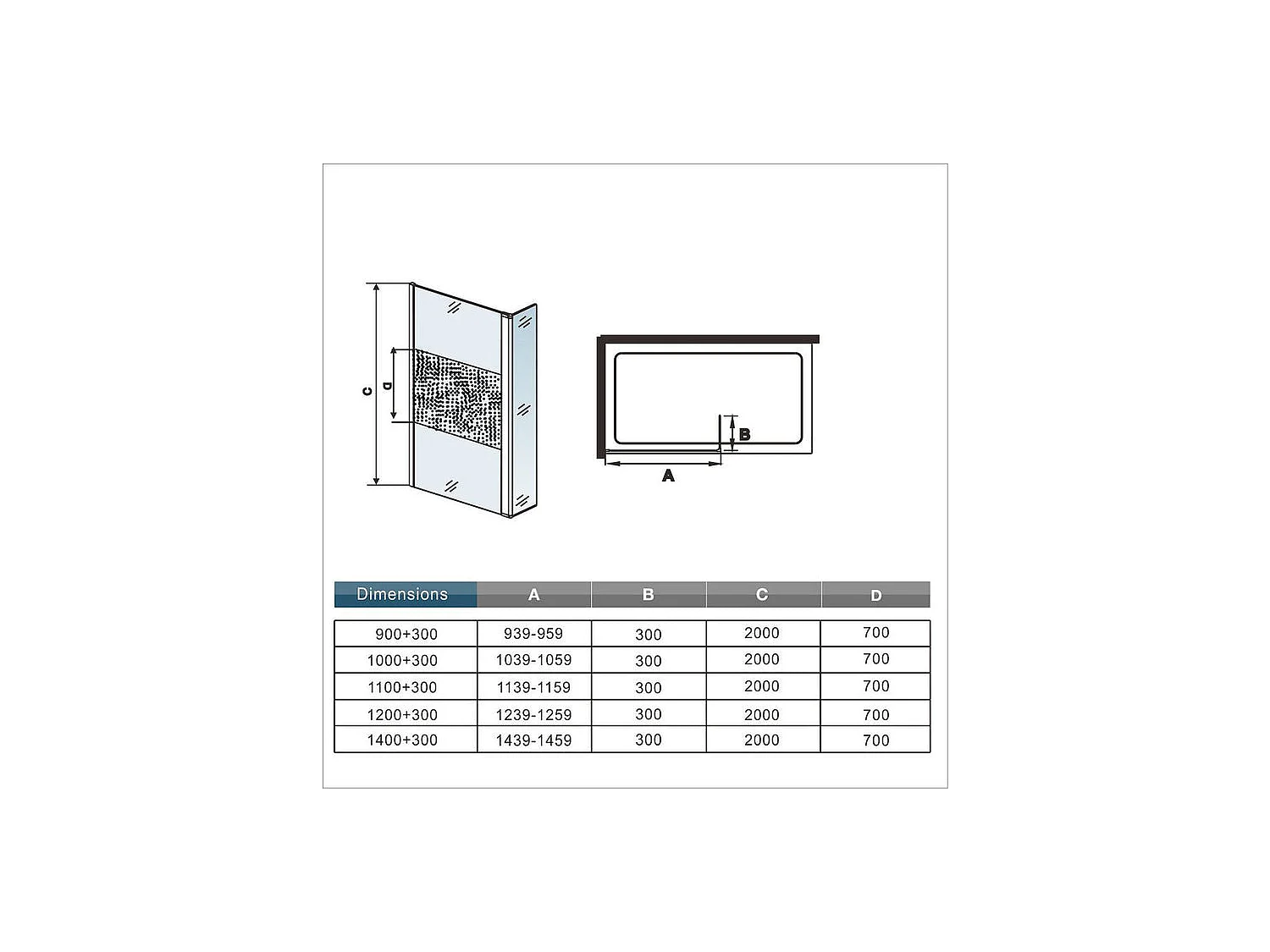 Douchewand Italiaans matglas midden 90+30x200cm, met roterende retour- en bevestigingsstaf 70-120cm cilindrische vorm