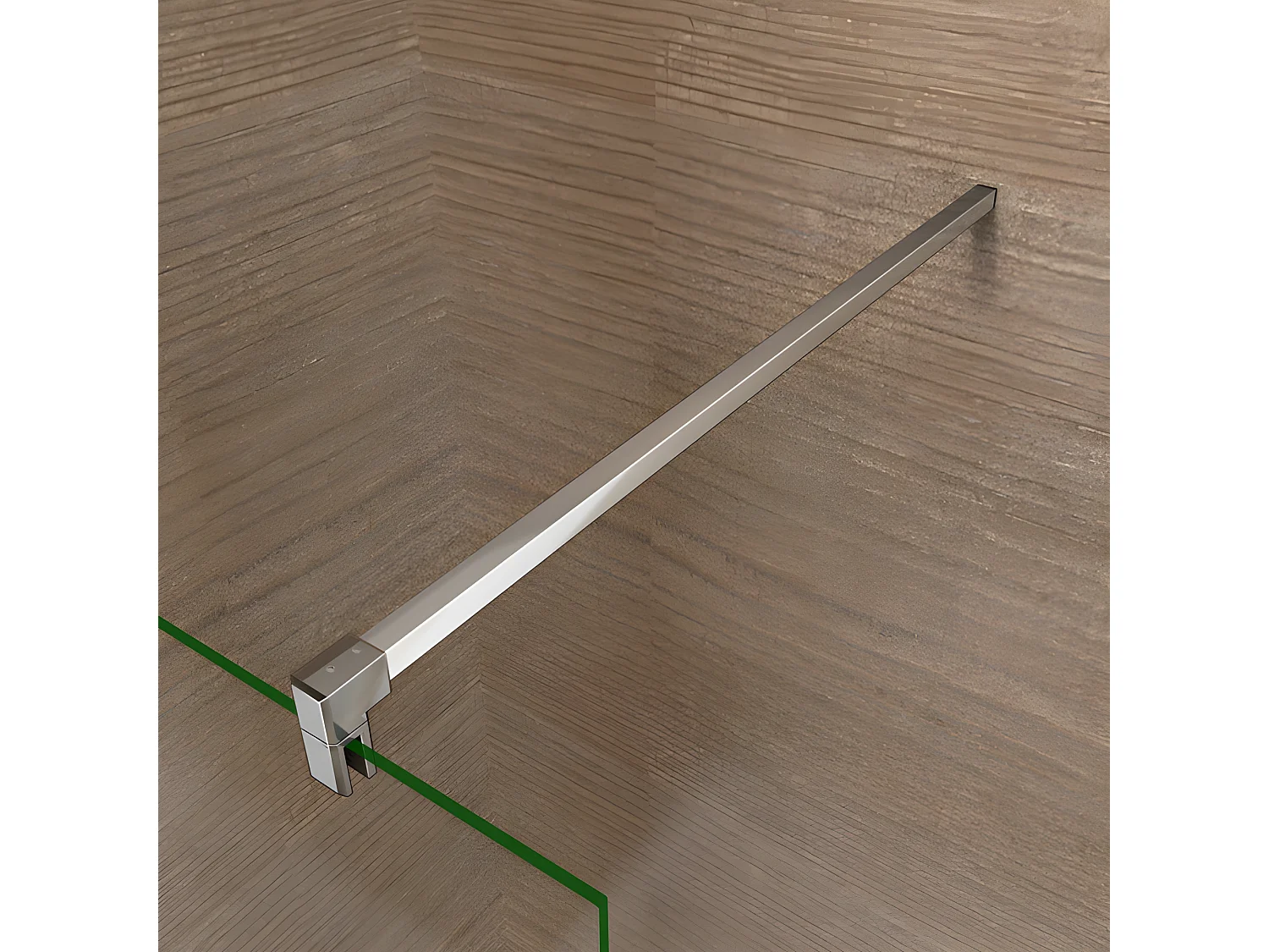 Italiaanse matglas douchewand midden 100+30x200cm, met roterende retour en vaste staaf 90cm vierkant