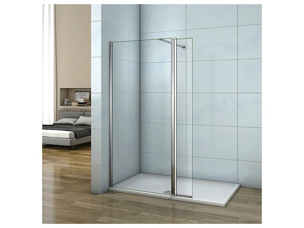 Paroi de douche 70+40x200cm avec barre de fixation 90cm recoupable