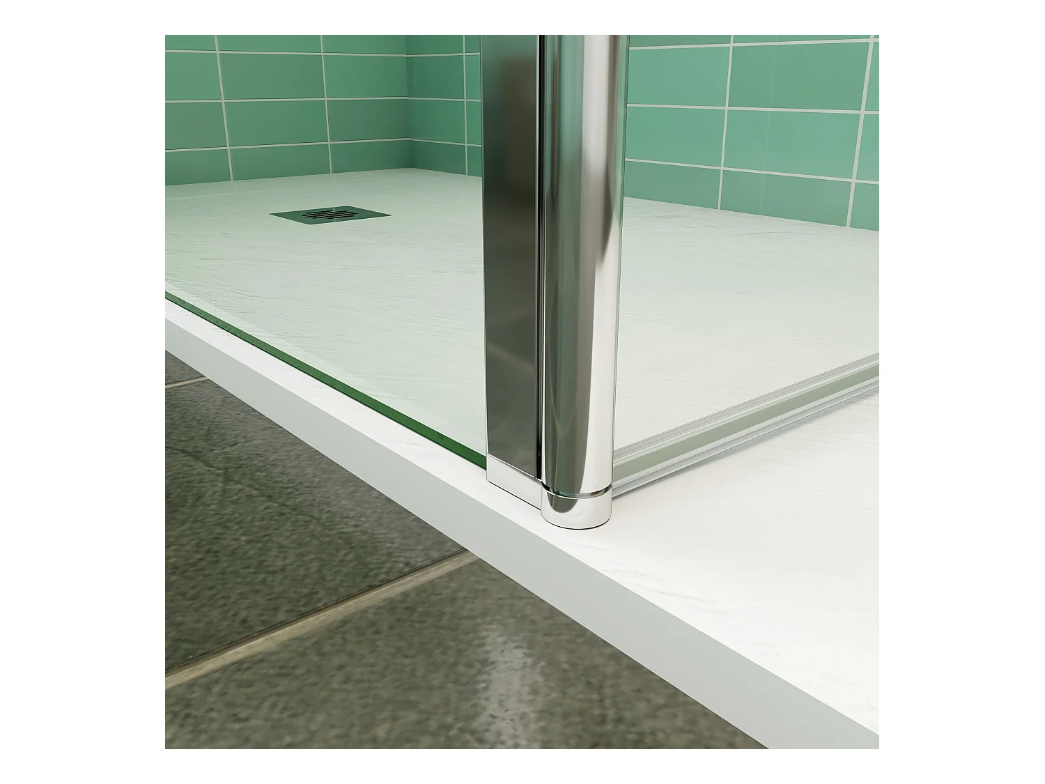 Paroi de douche à l'italienne 80x200cm avec retour pivotant 50x200cm - Verre securit - Avec barre de fixation carrée 140cm