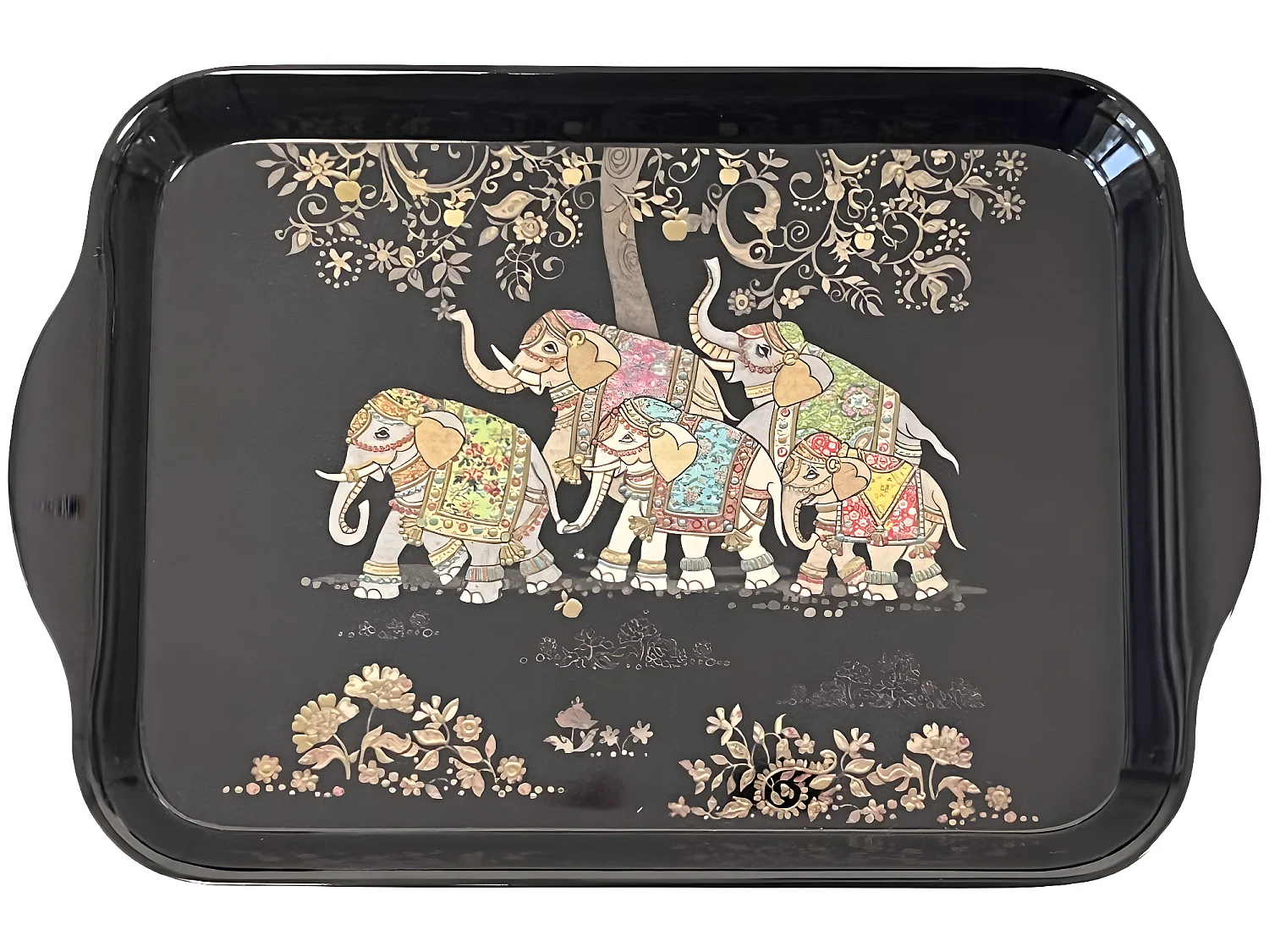 Mini plateau vide poche  rectangulaire Noir Éléphants