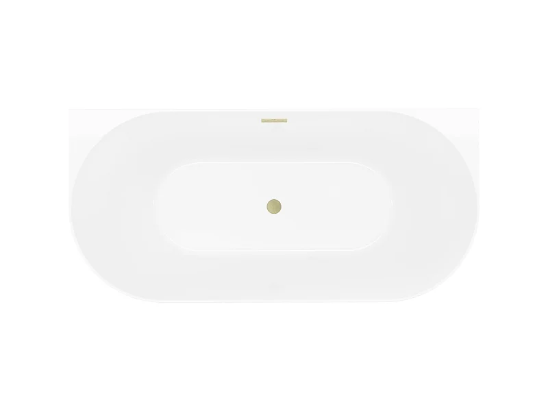 Mexen Oval Slim baignoire autoportante adossée 170 x 80 cm, blanche/noire, trop-plein doré brossé - 52661708075-55