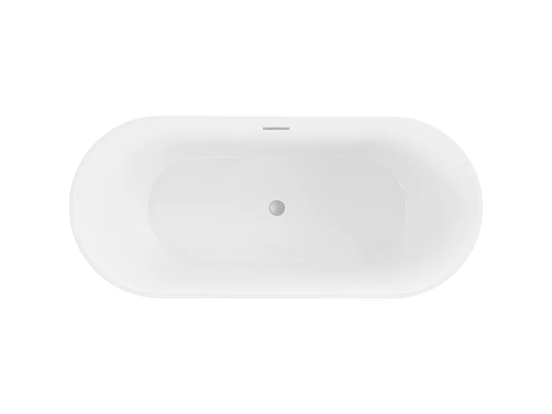 Mexen Flavia fritstående badekar 150 x 75 cm, hvid/sort, overløb børstet nikkel - 54031507575-97