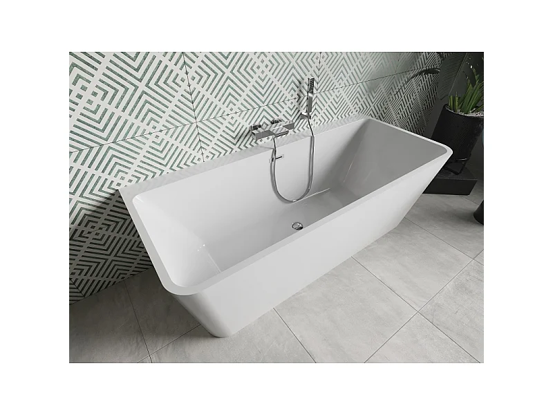 Mexen Volta freestanding wall-mounted bathtub 67 x 29.5 in, white, chrome overflow - 51131707500-01