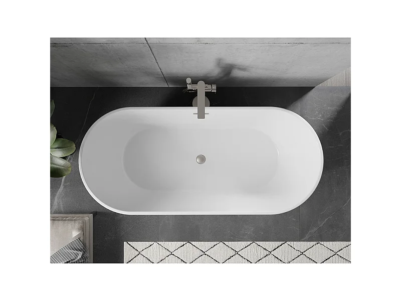 Mexen Flavia banheira independente 170 x 75 cm, branca, extravasor níquel escovado - 54031708000-97