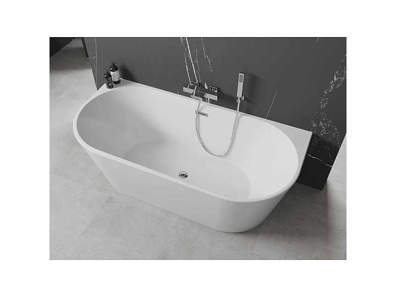 Mexen Oval baignoire autoportante adossée 170 x 80 cm, blanche, trop-plein chromé - 52671708000-01
