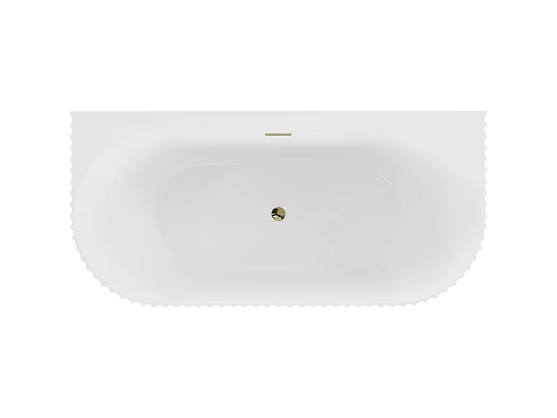 Mexen Sella baignoire autoportante adossée rainurée 170 x 80 cm, blanc brillant, trop-plein doré - 52711708000-50