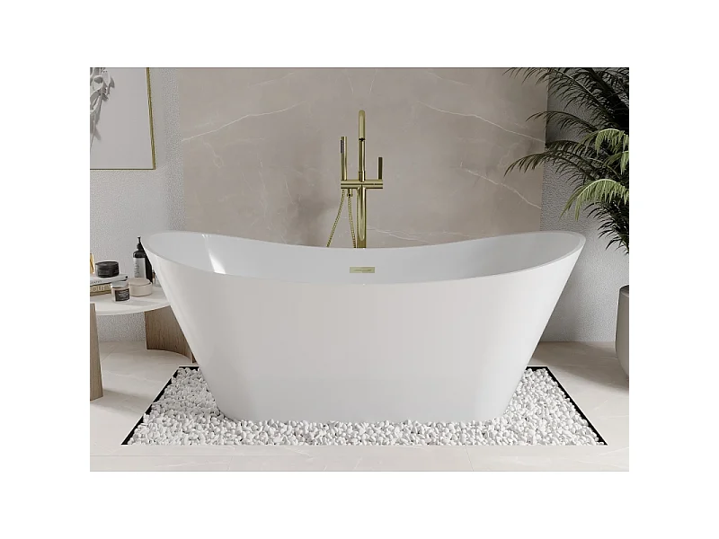 Mexen Celia freestanding bathtub 170 x 75 cm, white, gold overflow - 52331707500-50