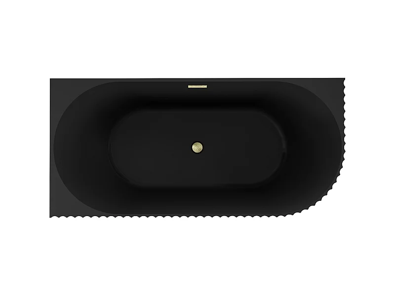 Mexen Gia baignoire autoportante d'angle rainurée gauche 170 x 80 cm, noir mat, trop-plein or brossé - 52701708071L-55