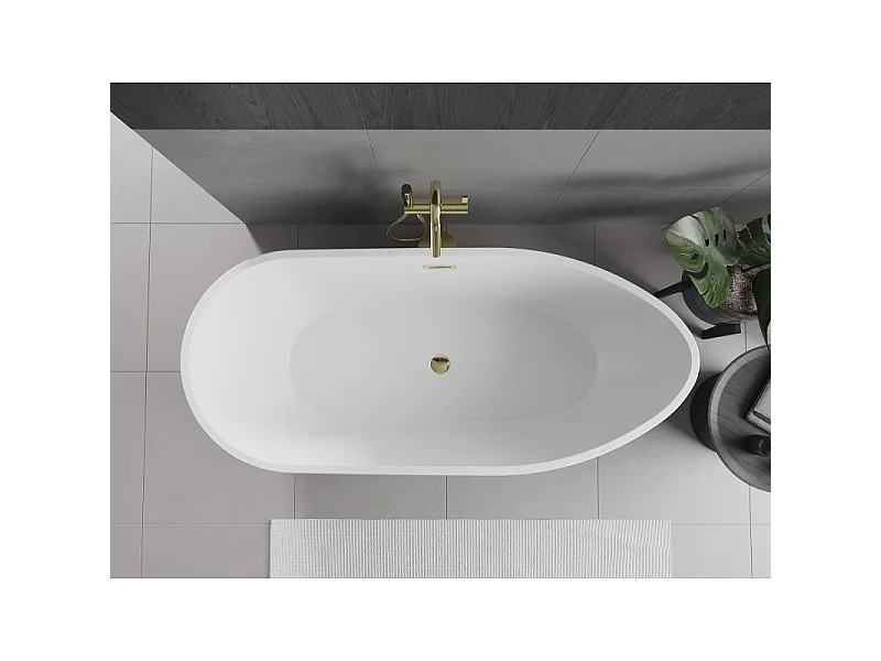 Mexen Eos samostoječa kad 150 x 75 cm, bela/črna, zlati preliv - 52471507575-50