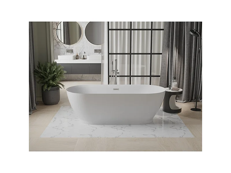 Mexen Roxy freestanding bathtub 180 x 85 cm, white, brushed nickel overflow - 51201808500-97