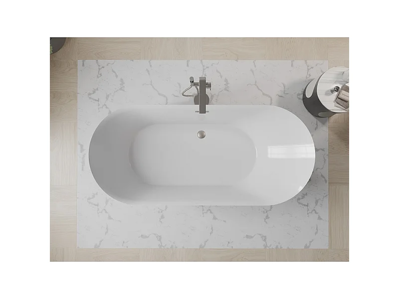 Mexen Roxy freestanding bathtub 180 x 85 cm, white, brushed nickel overflow - 51201808500-97