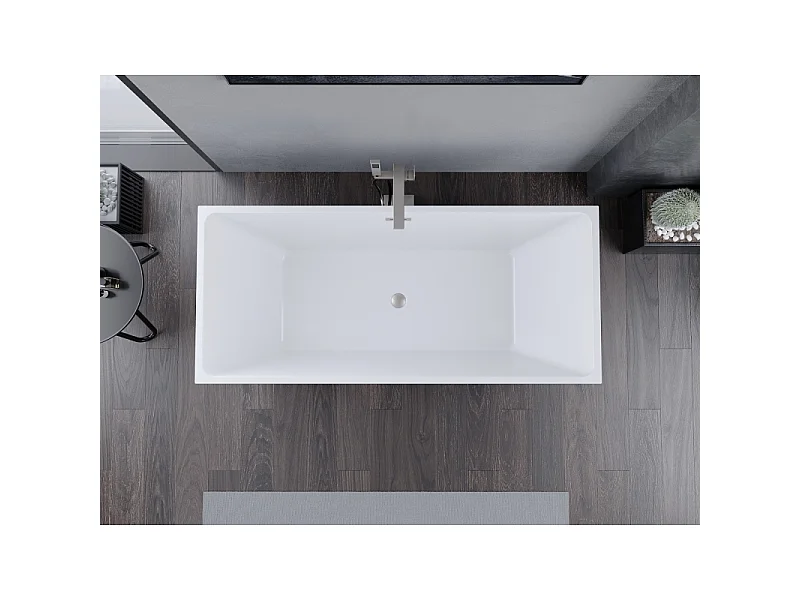 Mexen Lita vrijstaand bad 170 x 75 cm, wit/zwart, overloop geborsteld nikkel - 52121707575-97