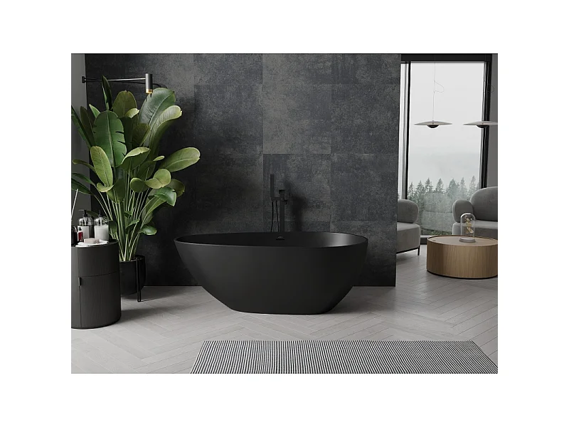Mexen Palermo baignoire autoportante en conglomérat 150 x 78 cm, noir mat - 57211507870