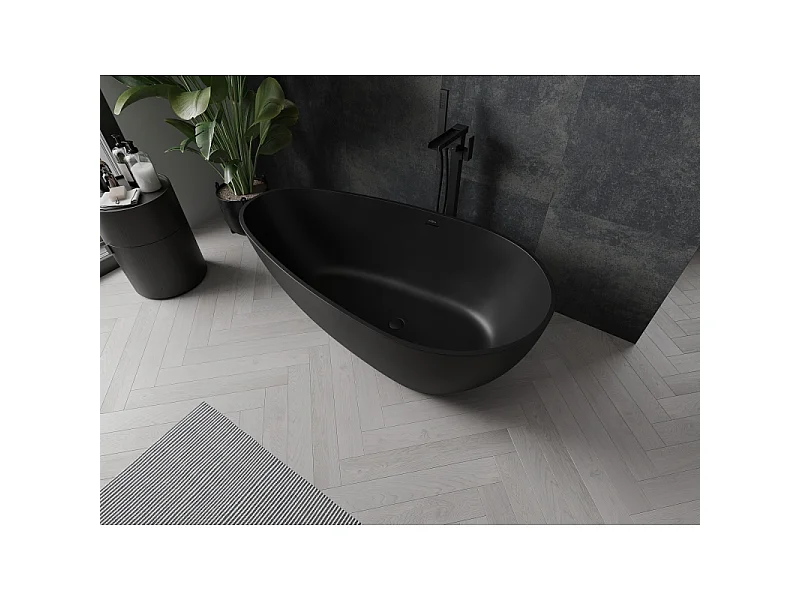 Mexen Palermo baignoire autoportante en conglomérat 150 x 78 cm, noir mat - 57211507870
