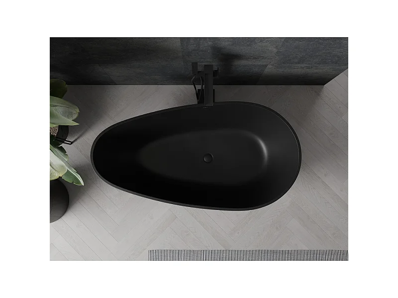 Mexen Palermo baignoire autoportante en conglomérat 150 x 78 cm, noir mat - 57211507870