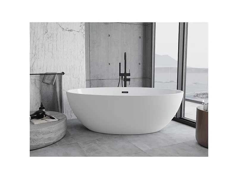 Mexen Nike baignoire autoportante 175 x 100 cm, blanche, trop-plein noir - 54071751000-70