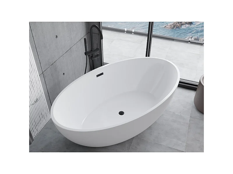Mexen Nike baignoire autoportante 175 x 100 cm, blanche, trop-plein noir - 54071751000-70