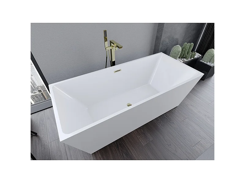 Mexen Lita freestanding bathtub 170 x 75 cm, white, gold overflow - 52121707500-50