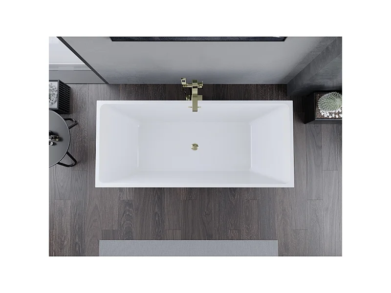 Mexen Lita freestanding bathtub 170 x 75 cm, white, gold overflow - 52121707500-50