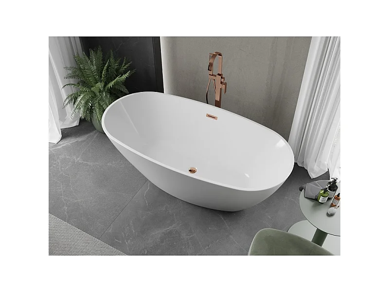 Mexen Eris wanna wolnostojąca 180 x 80 cm, biała, przelew różowe złoto - 53441808000-60
