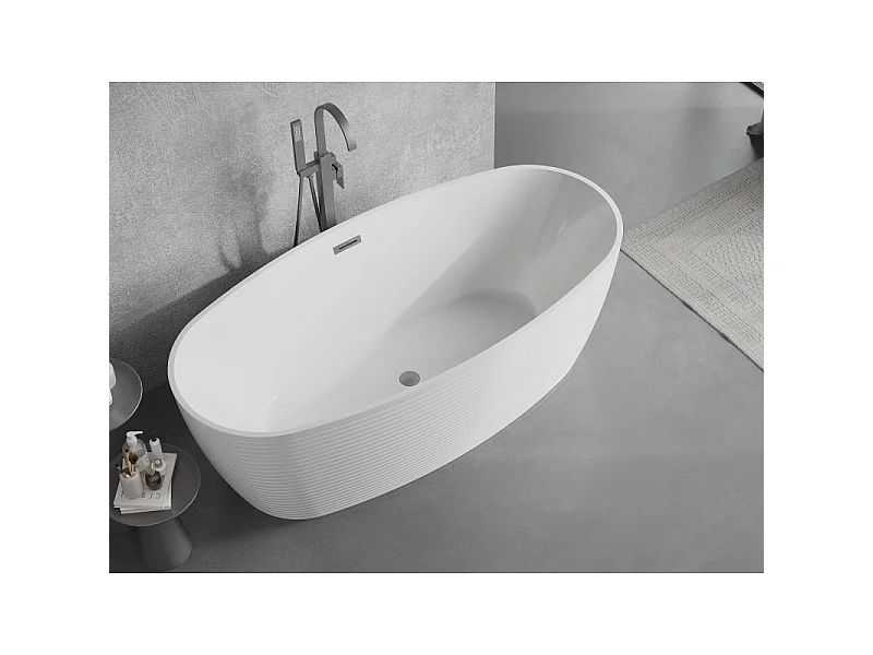 Mexen Lira vrijstaande badkuip patroon 170 x 80 cm, wit, overloop gun metal - 52831708000-95