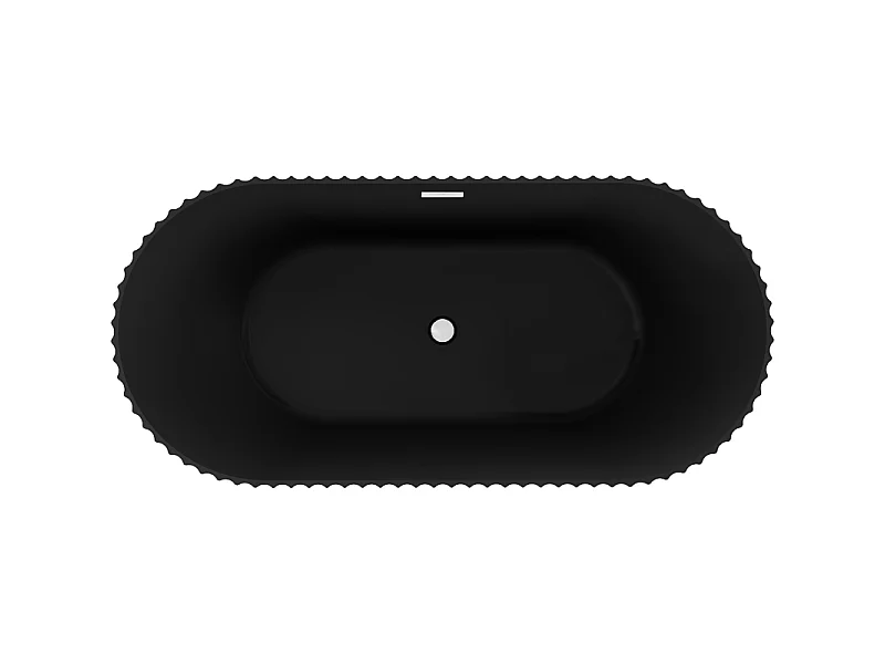 Mexen Paola baignoire autoportante cannelée 150 x 75 cm, noir mat, trop-plein blanc - 52721507571-20