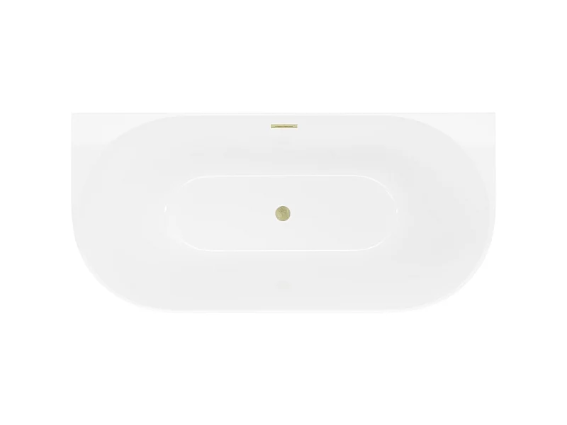 Mexen Oval Slim baignoire autoportante adossée 170 x 80 cm, blanche, trop-plein or brossé - 52661708000-55