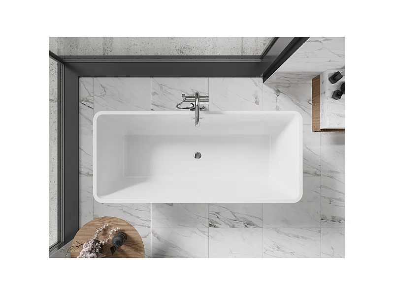 Mexen Tonia freestanding bathtub 67 x 29.5 inches, white/black, chrom overflow - 52171707575-01