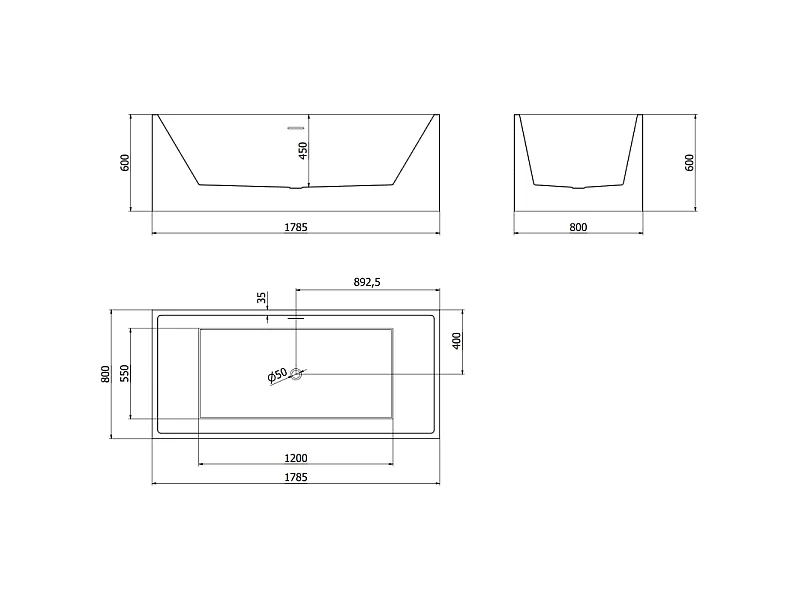 Mexen Vigo prostostoječa kad 178,5 x 80 cm, bela/črna, bel preliv - 51251788075-20