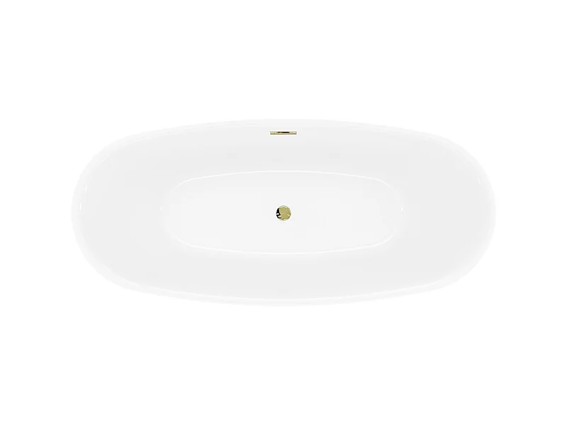 Mexen Luvo Slim banheira independente 170 x 75 cm, branca, transbordo dourado - 52801707500-50
