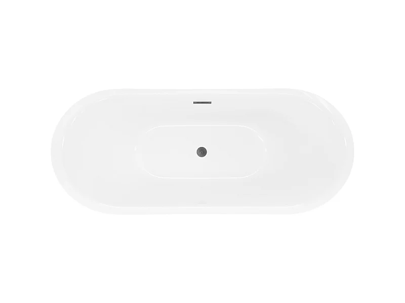 Mexen Lotos freistehende Badewanne 180 x 75 cm, weiß, Überlauf gun grau gebürstet - 52051807700-66