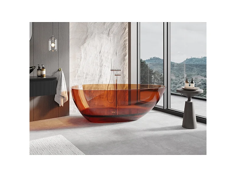Mexen Glass earth vrijstaande transparante badkuip 170 x 85 cm, chromen plug - 58061708505