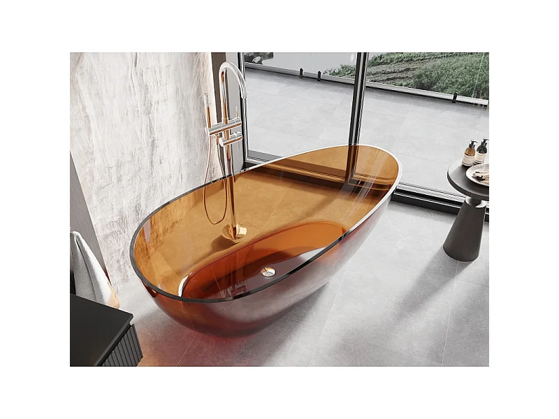 Mexen Glass earth vrijstaande transparante badkuip 170 x 85 cm, chromen plug - 58061708505