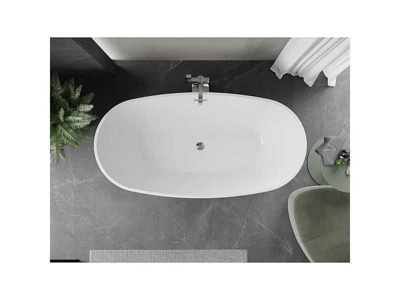Mexen Eris prostostoječa kopalna kad 170 x 80 cm, bela/črna, preliv krom - 53441708075-01