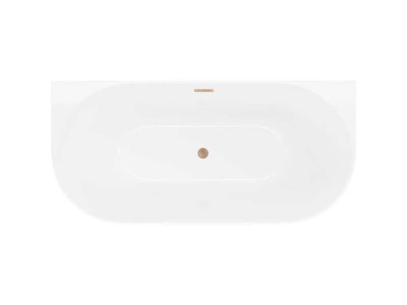 Mexen Oval Slim baignoire autoportante adossée 170 x 80 cm, blanche, trop-plein en cuivre brossé - 52661708000-65