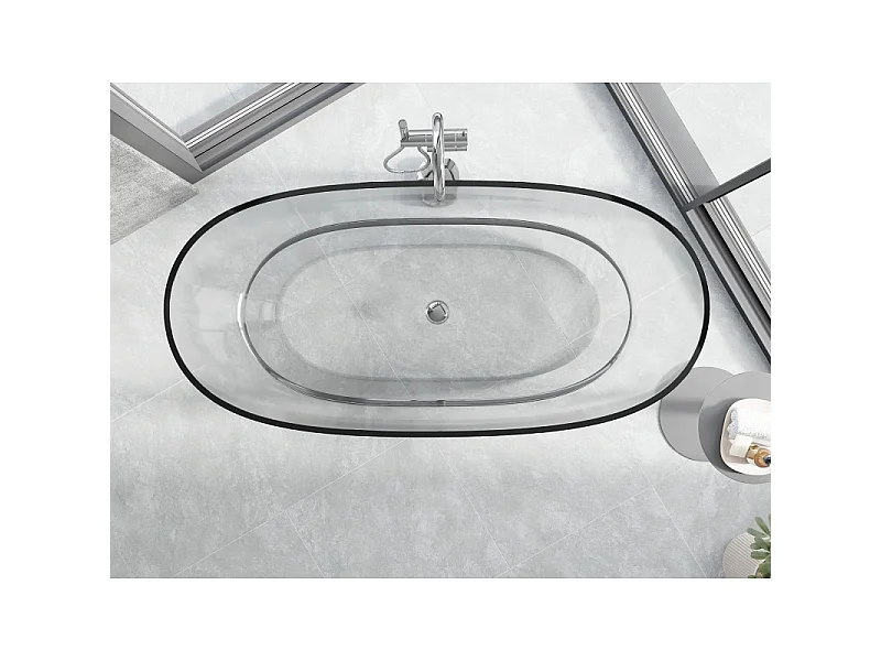 Mexen Pure Clear baignoire autoportante transparente 170 x 80 cm, bonde chromée - 58071708008