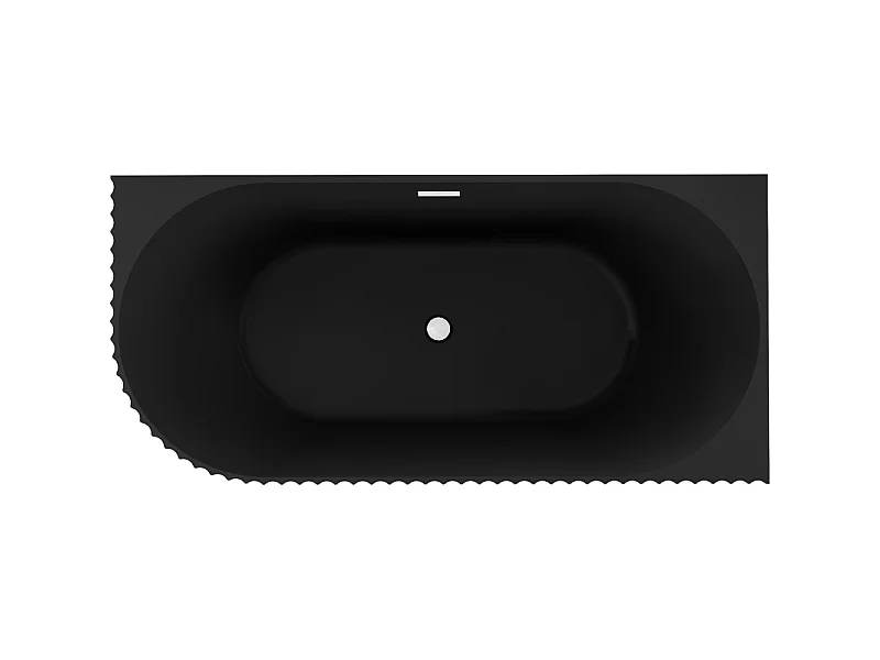 Mexen Gia baignoire autoportante d'angle rainurée droite 150 x 75 cm, noir mat, trop-plein blanc - 52701507571P-20
