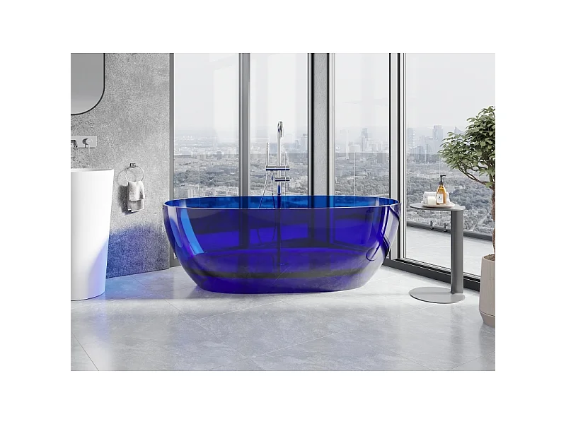 Mexen Pure saffier vrijstaande badkuip transparant 170 x 80 cm, chrom stop - 58071708016