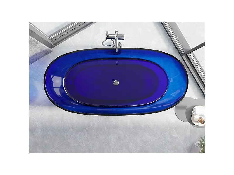 Mexen Pure saffier vrijstaande badkuip transparant 170 x 80 cm, chrom stop - 58071708016