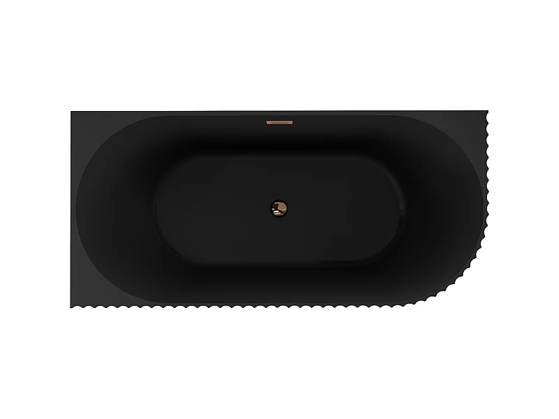 Mexen Gia baignoire autoportante d'angle rainurée gauche 170 x 80 cm, noir mat, trop-plein or rose - 52701708071L-60