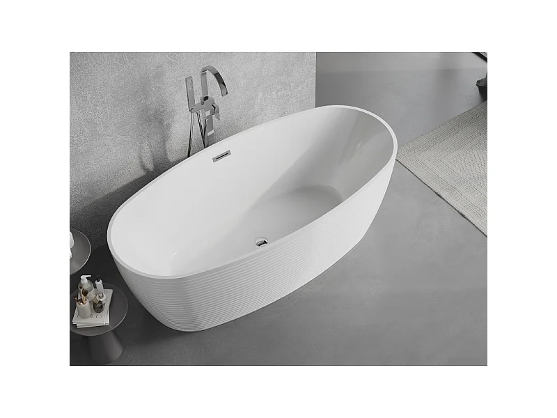 Mexen Lira vrijstaande badkuip patroon 170 x 80 cm, wit, chroom overloop - 52831708000-01