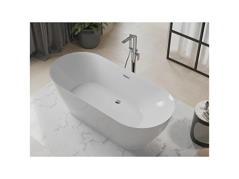 Mexen Roxy freestanding bathtub 180 x 85 cm, white, chrome overflow - 51201808500-01
