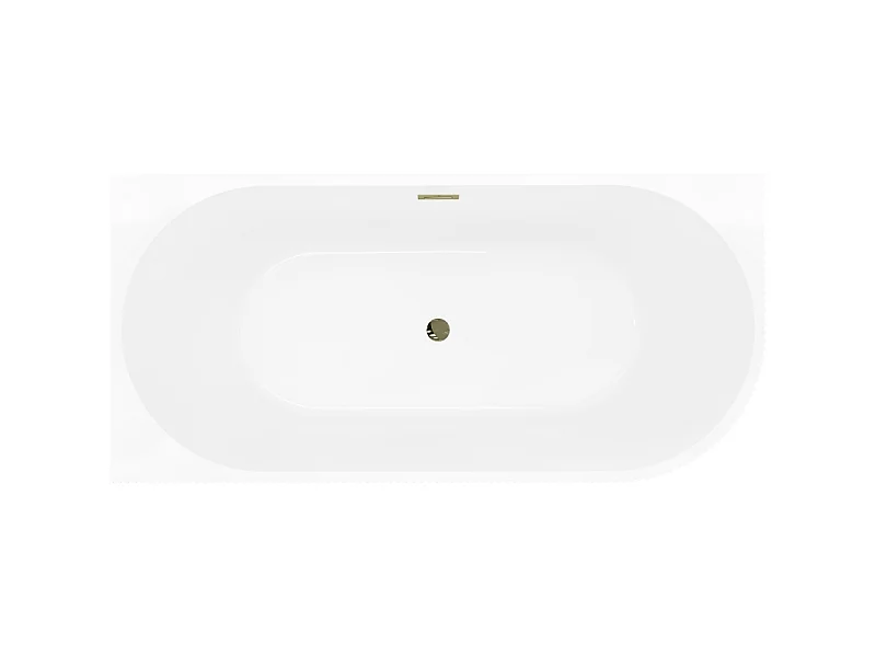 Mexen Silo freestanding corner left fluted bathtub 170 x 80 cm, white/gray, gold overflow - 52891708062L-50
