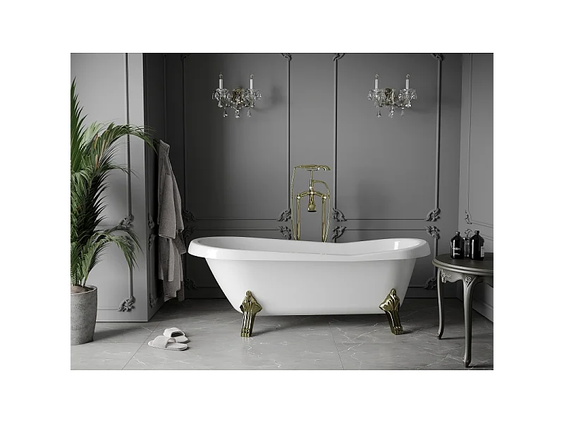 Mexen Retro baignoire autoportante 170 x 75 cm, blanche, pieds dorés - 53251707500-50