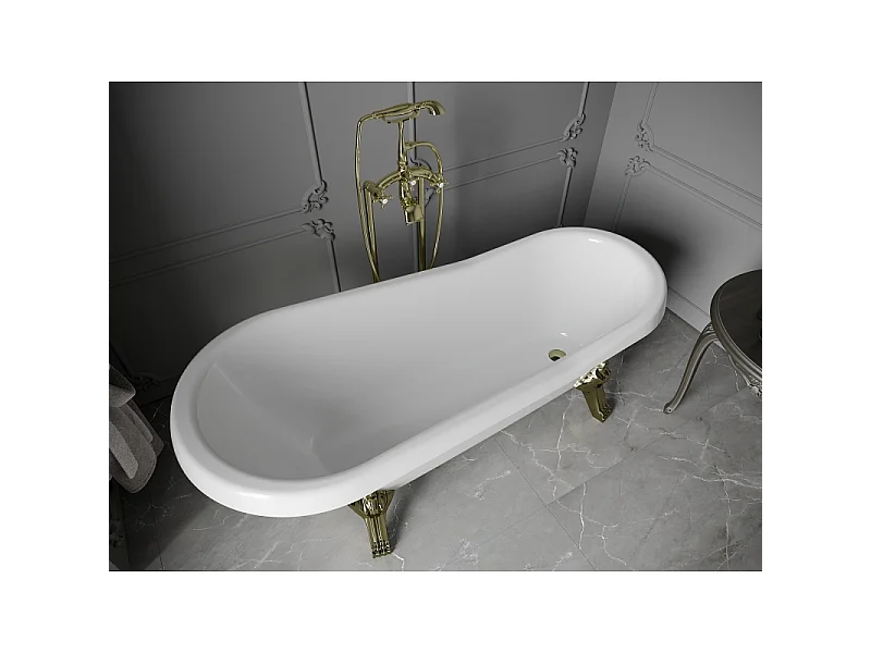 Mexen Retro baignoire autoportante 170 x 75 cm, blanche, pieds dorés - 53251707500-50