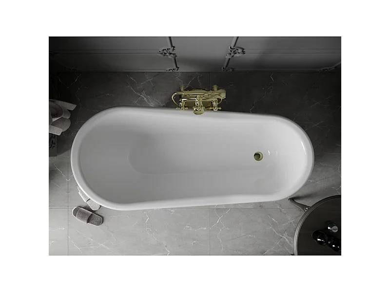 Mexen Retro baignoire autoportante 170 x 75 cm, blanche, pieds dorés - 53251707500-50