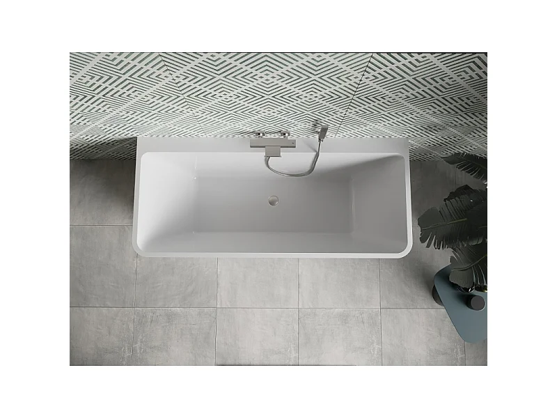 Mexen Volta freestanding wall-mounted bathtub 150 x 75 cm, white, brushed nickel overflow - 51131507500-97